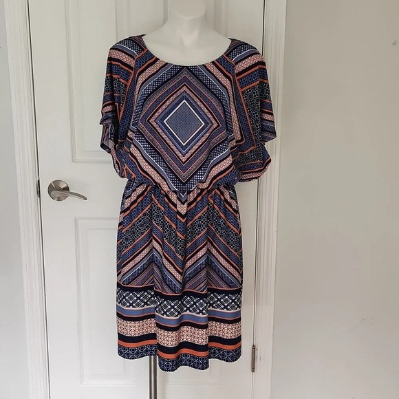 Halo Orange & Blue Geometric Dress - Picture 2 of 12